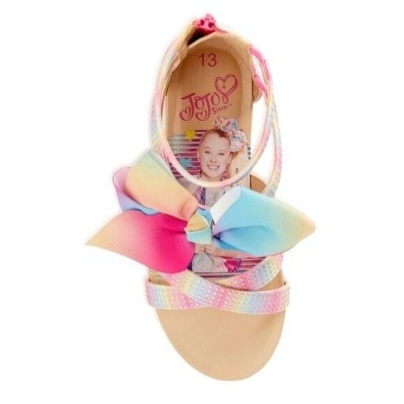 Jojo Siwa Size 4 Gladiator Sandals Girls Rainbow Bow - Picture 2 of 8